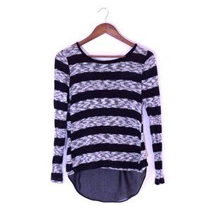 iZ BYER Layered Black and Grey Striped Sweater Shirt